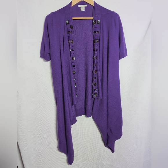 Alberto Makali Sweaters - Alberto Makali Purple Cardigan with Embellishments